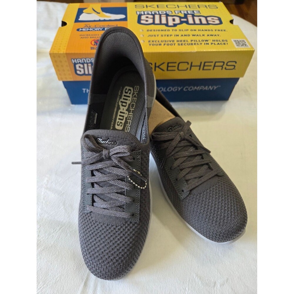 Skechers Newbury St Our Time Gray Slip-In Sneakers Air-Cooled Memory Foam 100440